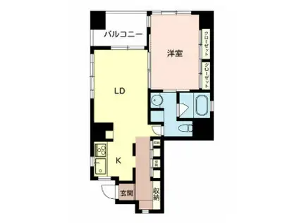 エスティメゾン上町台(1LDK/2階)の間取り写真