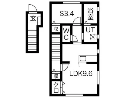 JR奥羽本線 山形駅 バス乗車時間:20分 最寄りバス停で下車 徒歩9分 2階建 築7年(1LDK/2階)の間取り写真
