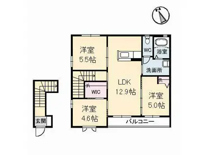 パークビレッジ B棟(3LDK/2階)の間取り写真