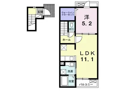 リブリオポラ D(1LDK/2階)の間取り写真