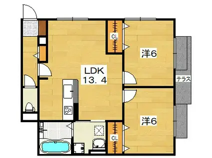 メゾンドポラリス(2LDK/1階)の間取り写真