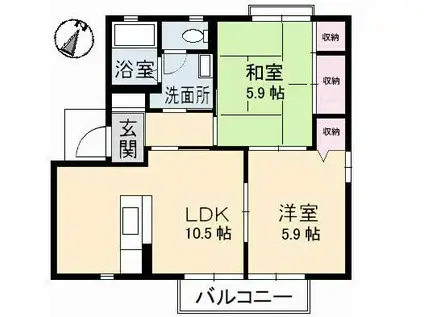 ビックイースト II B(2LDK/2階)の間取り写真