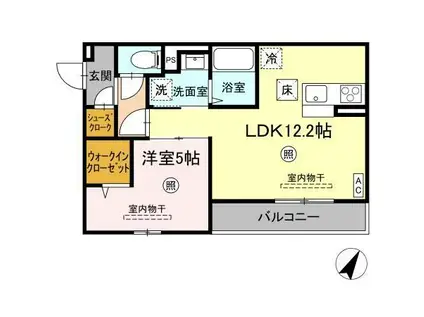 CHERIE MAISON明野(1LDK/1階)の間取り写真