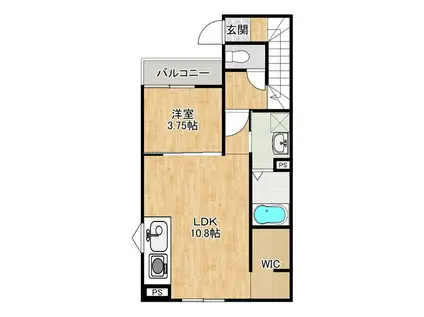 シャインラッシュI(1LDK/2階)の間取り写真