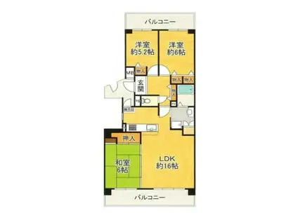 リベラス21 4棟(3LDK/8階)の間取り写真