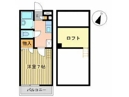 ベルハウスレモンB(1K/1階)の間取り写真