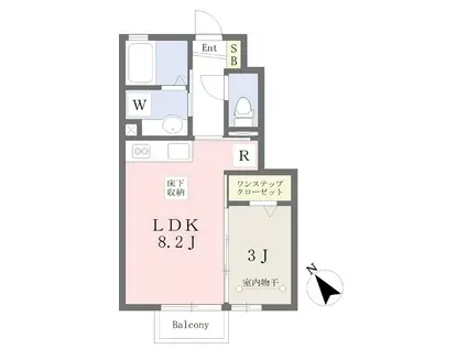 パイナップル・ハウスB棟(1LDK/1階)の間取り写真