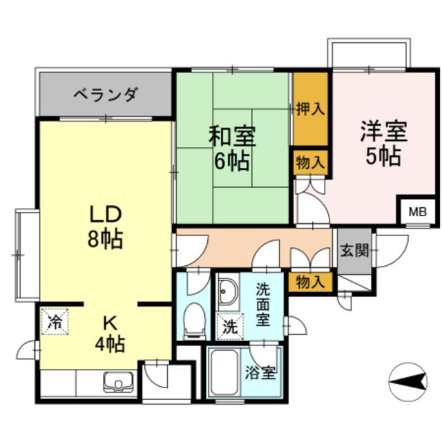 フォレストV(2LDK/2階)の間取り写真