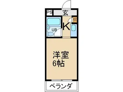 ウエストハイツ(1K/3階)の間取り写真