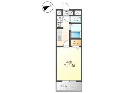 エントピア美笠(1K/5階)の間取り写真