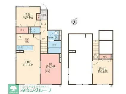 アイビスコートII(2LDK/1階)の間取り写真