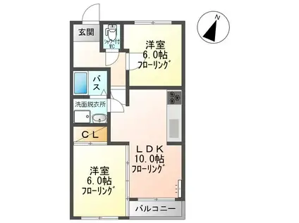 メゾン21大手(2LDK/2階)の間取り写真