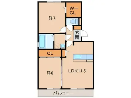 クレール寿(2LDK/3階)の間取り写真