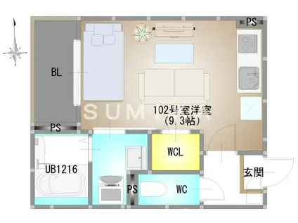 REGALEST 下伊福本町IV(ワンルーム/1階)の間取り写真