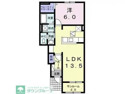 グランティアラI(1LDK/1階)の間取り写真