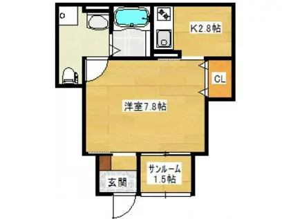 K39 PAULISTA戸坂(1K/1階)の間取り写真