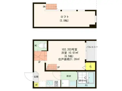 ディーラ美野島(1K/2階)の間取り写真