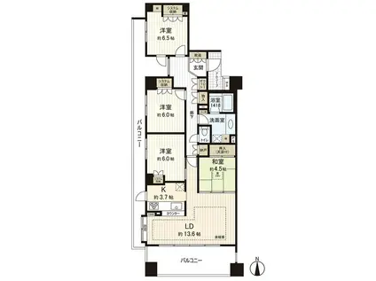 プラウド中島丁(4LDK/9階)の間取り写真