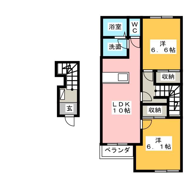 フローリィ(2LDK/2階)の間取り写真