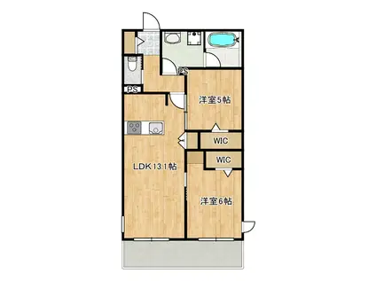 千年ヘーベルメゾン(2LDK/1階)の間取り写真