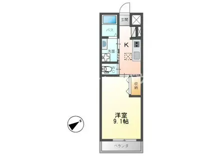 BLUE BLOSSOM(1K/2階)の間取り写真