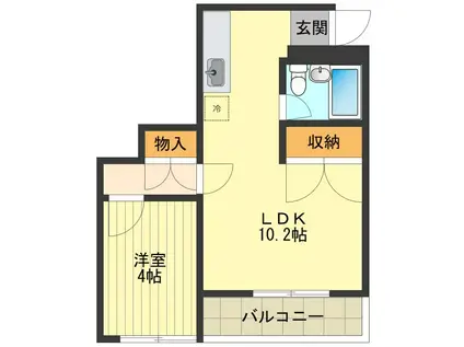 関口ビル(1LDK/2階)の間取り写真
