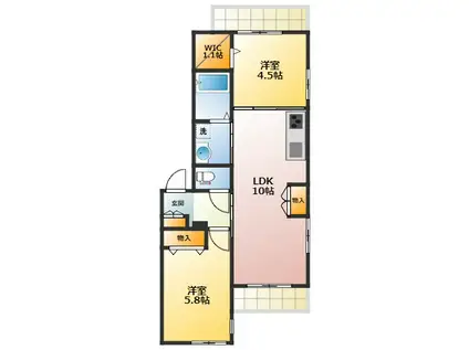 サンライト コート(2LDK/2階)の間取り写真