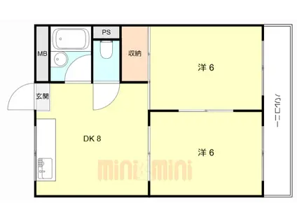 リヴィエール尾浜(2DK/3階)の間取り写真