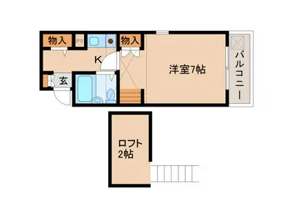 シティパレス21佐保川PーII(1K/2階)の間取り写真