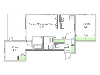 南田辺ハイツ(2LDK/1階)の間取り写真