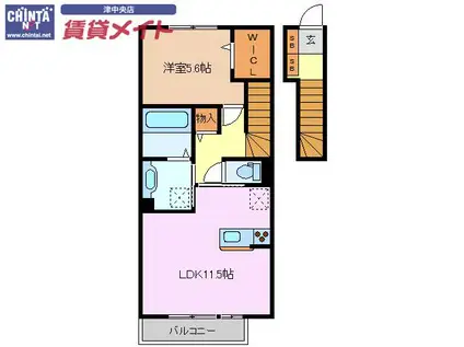 URBAN FLATS(1LDK/2階)の間取り写真