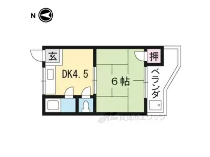 スカイロード墨染(1DK/3階)の間取り写真