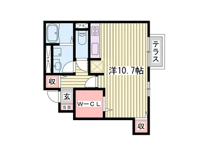 メゾンコートきらり(ワンルーム/1階)の間取り写真