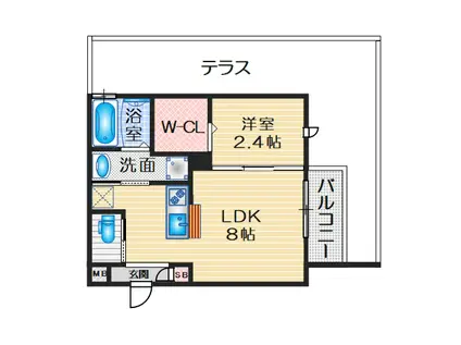 リアコート関大前イースト(1LDK/1階)の間取り写真