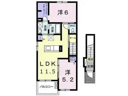 メゾン・ド・ジェルメ II(2LDK/2階)の間取り写真