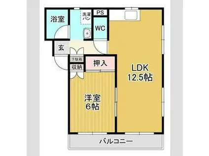 メゾンド木町(1LDK/3階)の間取り写真