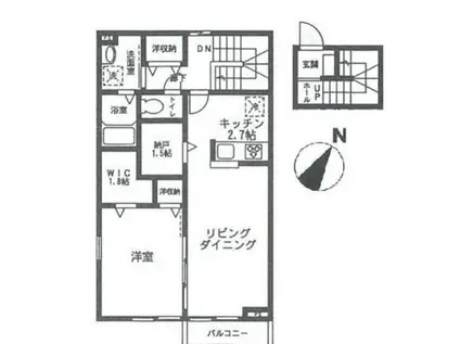 AXIS蓬莱坂(1LDK/2階)の間取り写真