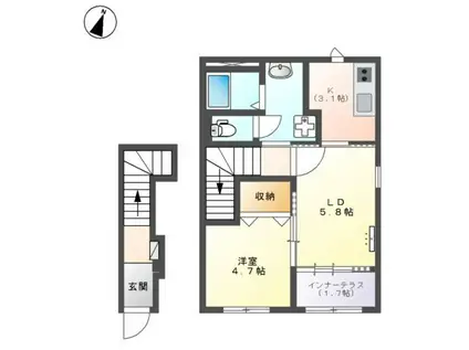 庄内アパート工事(1LDK/2階)の間取り写真