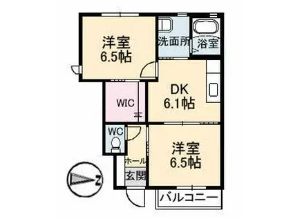 パステルひかわ A棟(2DK/1階)の間取り写真