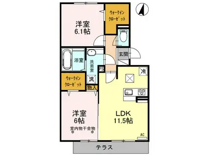 匠乃館C(2LDK/1階)の間取り写真