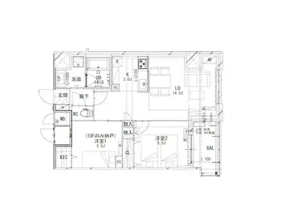 フロンティアレジデンス板橋(2LDK/16階)の間取り写真