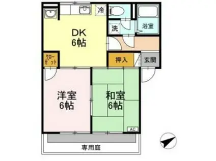 プレジール堀 B棟(2DK/1階)の間取り写真