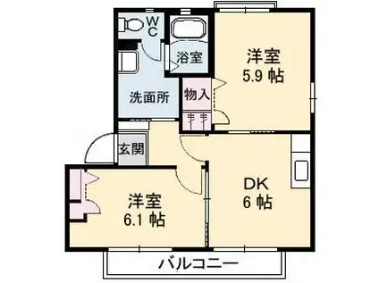 グリーンヴィレッジA棟(2DK/1階)の間取り写真