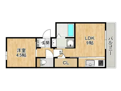 PASSERA-F(1LDK/3階)の間取り写真