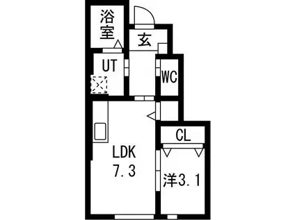 エリシオン265(1LDK/1階)の間取り写真