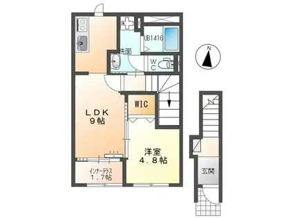 マ・グランX(1LDK/2階)の間取り写真