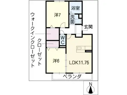 パフュームA棟(2LDK/1階)の間取り写真