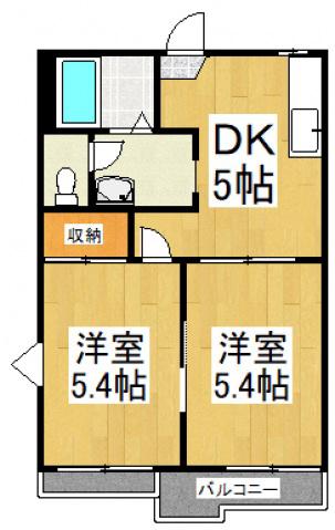ネオコート狭山(2DK/2階)の間取り写真