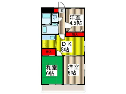 プロテア西川口(3DK/2階)の間取り写真