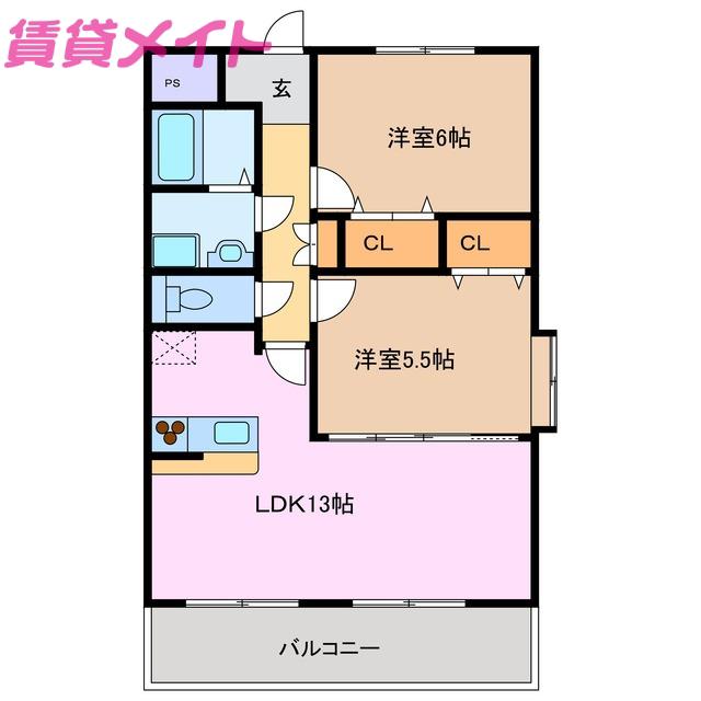 ルネスアニバーサリー(2LDK/1階)の間取り写真